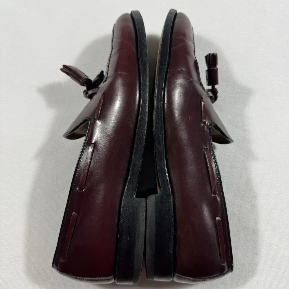 Allen Edmonds Men's Size 9 C Grayson Burgundy Leather Moc Toe Tassel Loafers USA